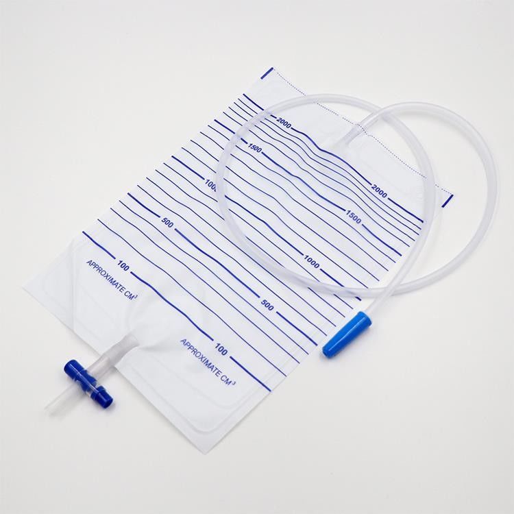 Urine Bag Collection Urinary Drainage Bag Disposable Sterilize Luxury Type 2000ml T Valve