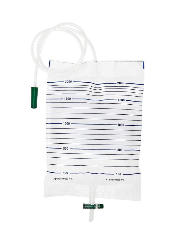 750ml 1500ml 2000ml PVC Film T-tap Outlet Disposable Medical Urology Urine Drainage Bag With Anti-reflux Valve